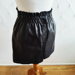Zara Knit Black Faux Leather Mini Skirt / Size Small